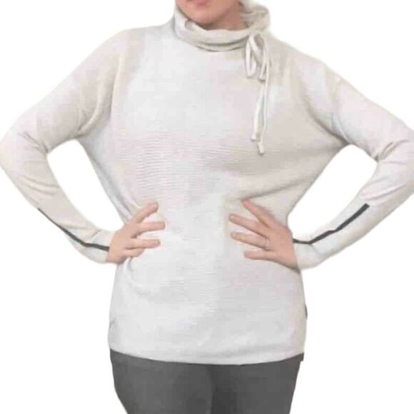 Cynthia Rowley Ribbed Active Knit Neutral Turtleneck Pullover M - Picture 2 of 10